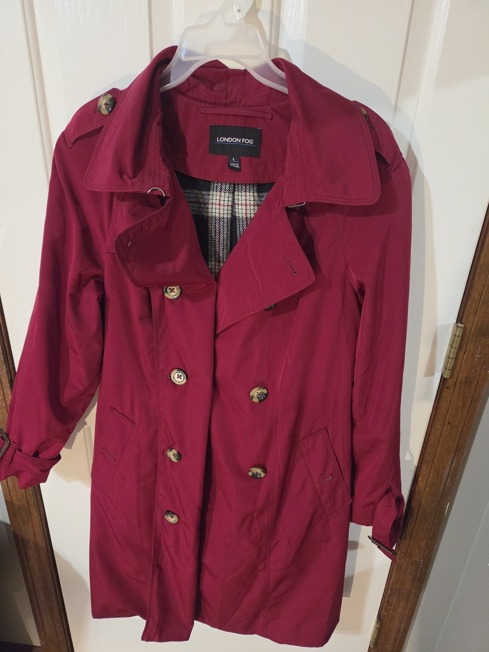 London Fog Red Double-Breasted Trench Coat